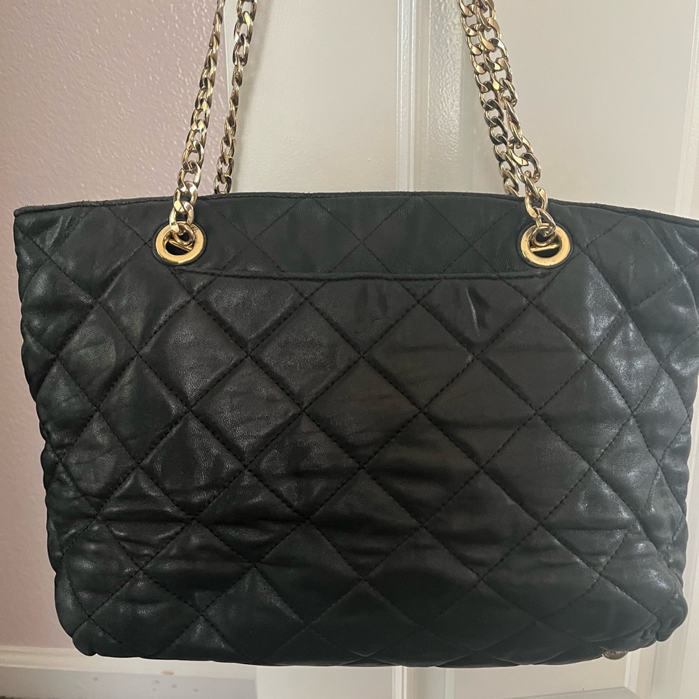 Michael Kors Black Quilted Tote with Gold Accents - Picture 2 of 4